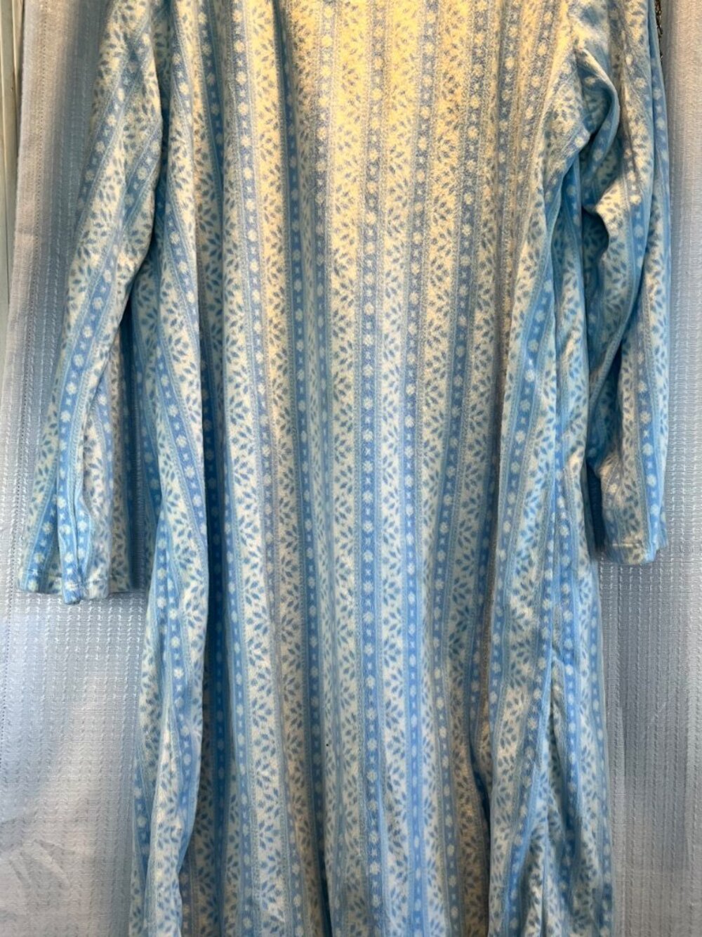 Vintage Simply Basic Blue Striped Floral Super Soft Fleece Nightgown size 2X - Picture 2 of 7